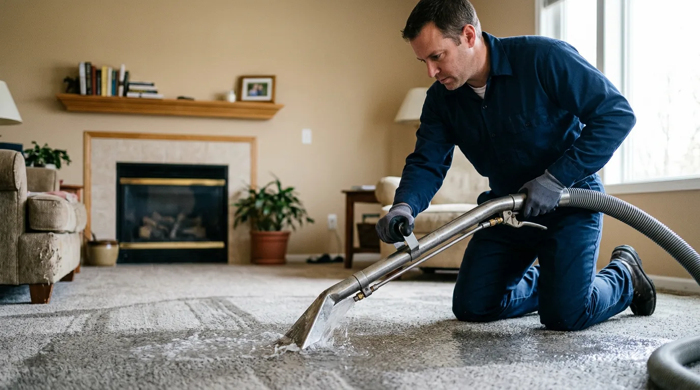 Water damage restoration technician working near Hatton, ND